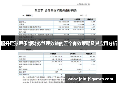 提升足球俱乐部财务管理效益的五个有效策略及其应用分析 提升足球俱乐部财务管理效益的五个有效策略及其应用分析